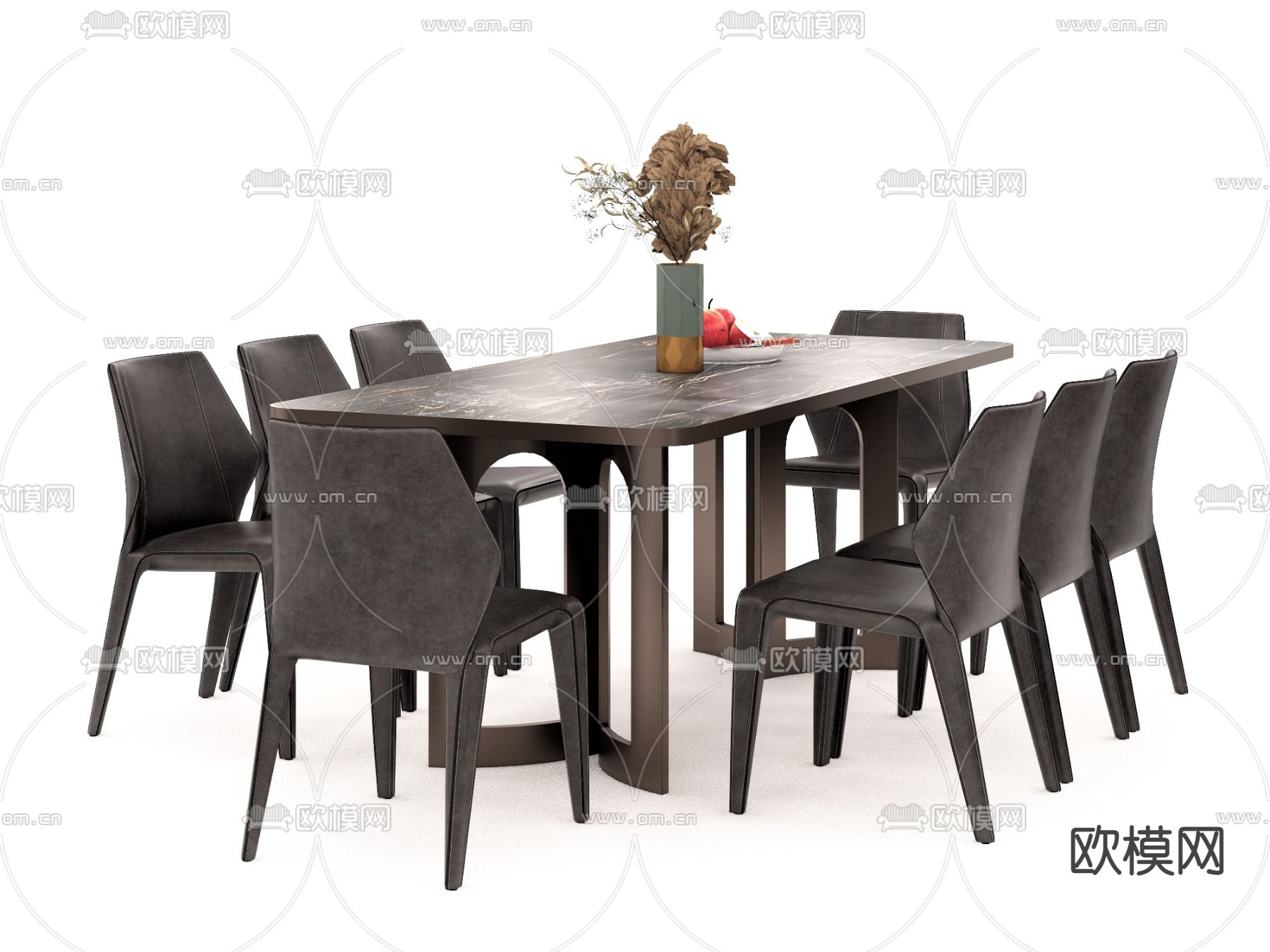 现代轻奢餐桌椅su模型下载（渲染图4）