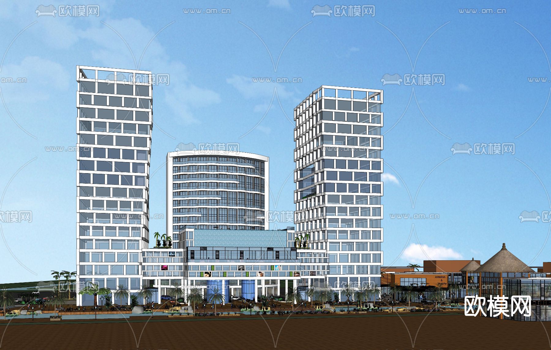 现代商业中心鸟瞰su模型下载（渲染图2）