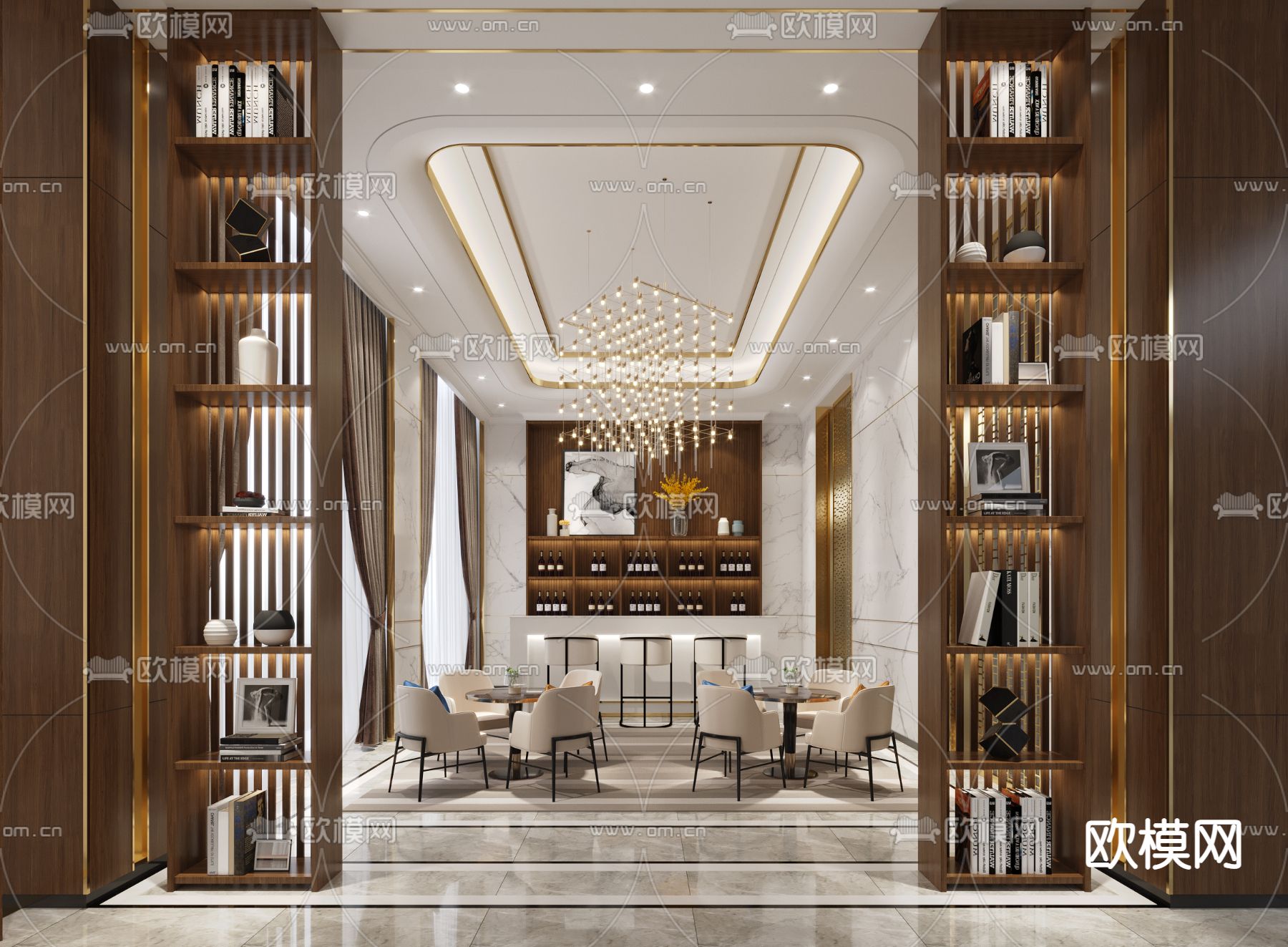 现代酒店会所大堂吧3d模型下载