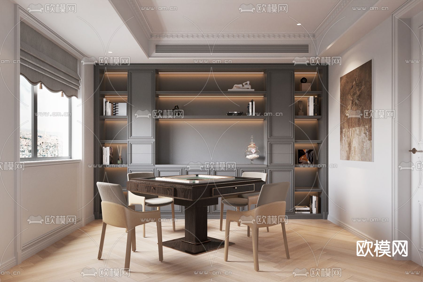 现代卧室麻将室3d模型下载（渲染图2）