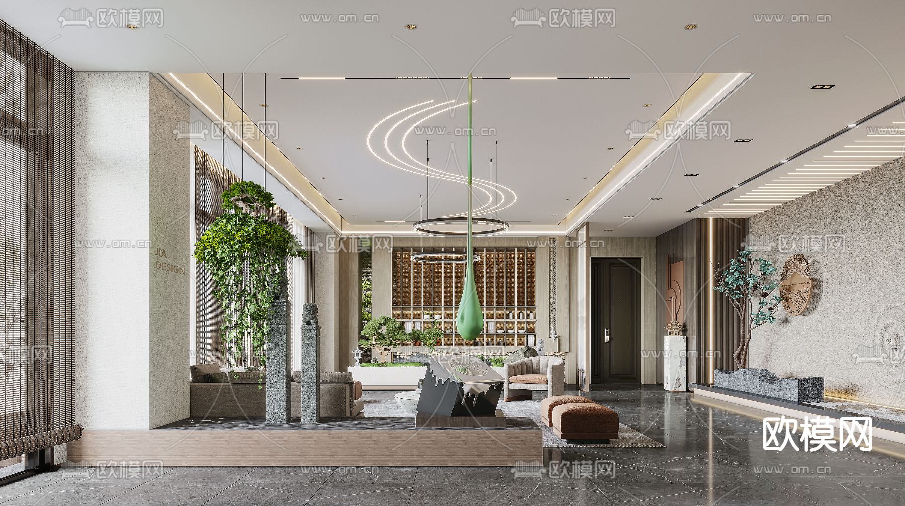 现代售楼处接待区3d模型