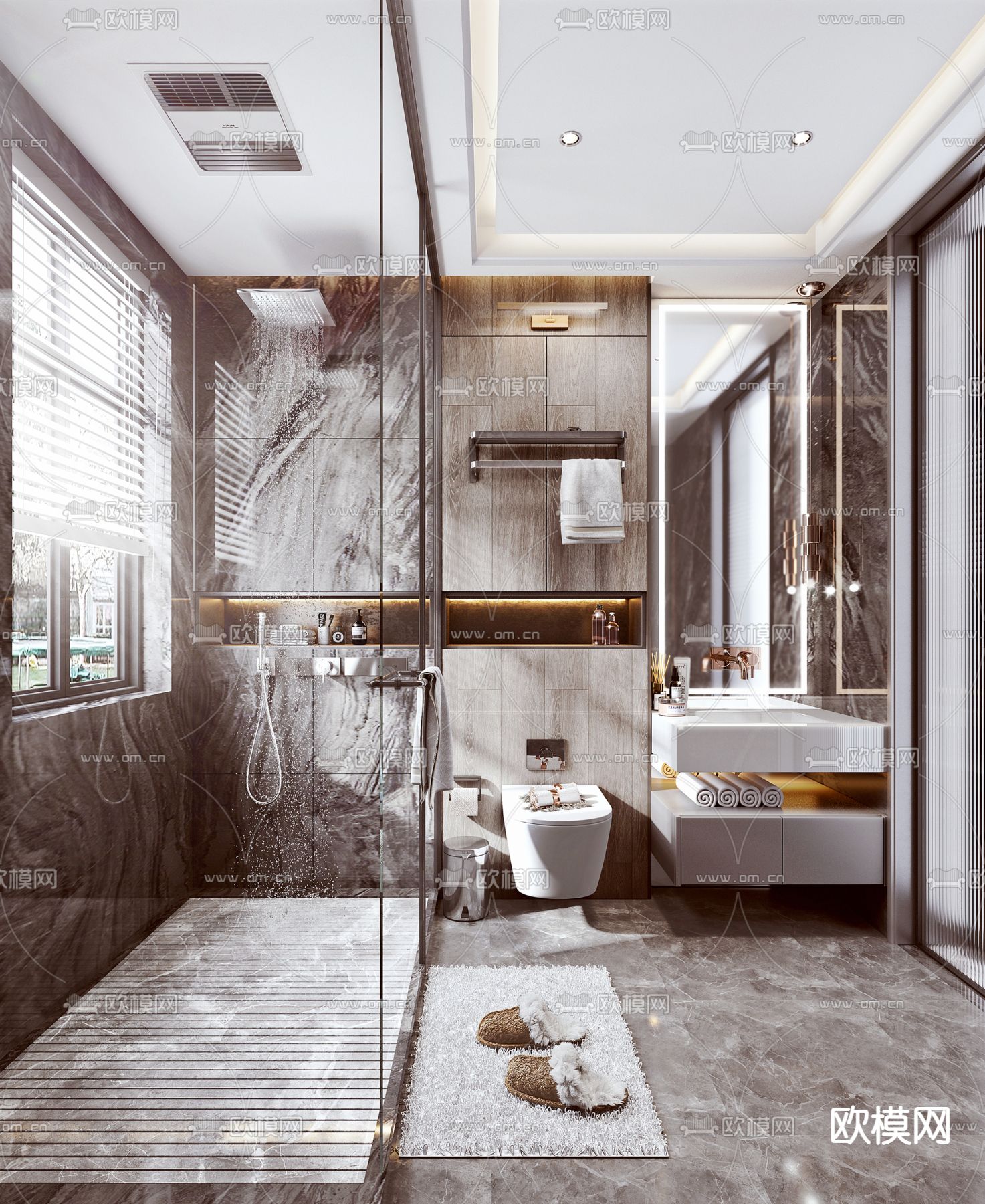 现代卫生间浴室su模型下载（渲染图1）