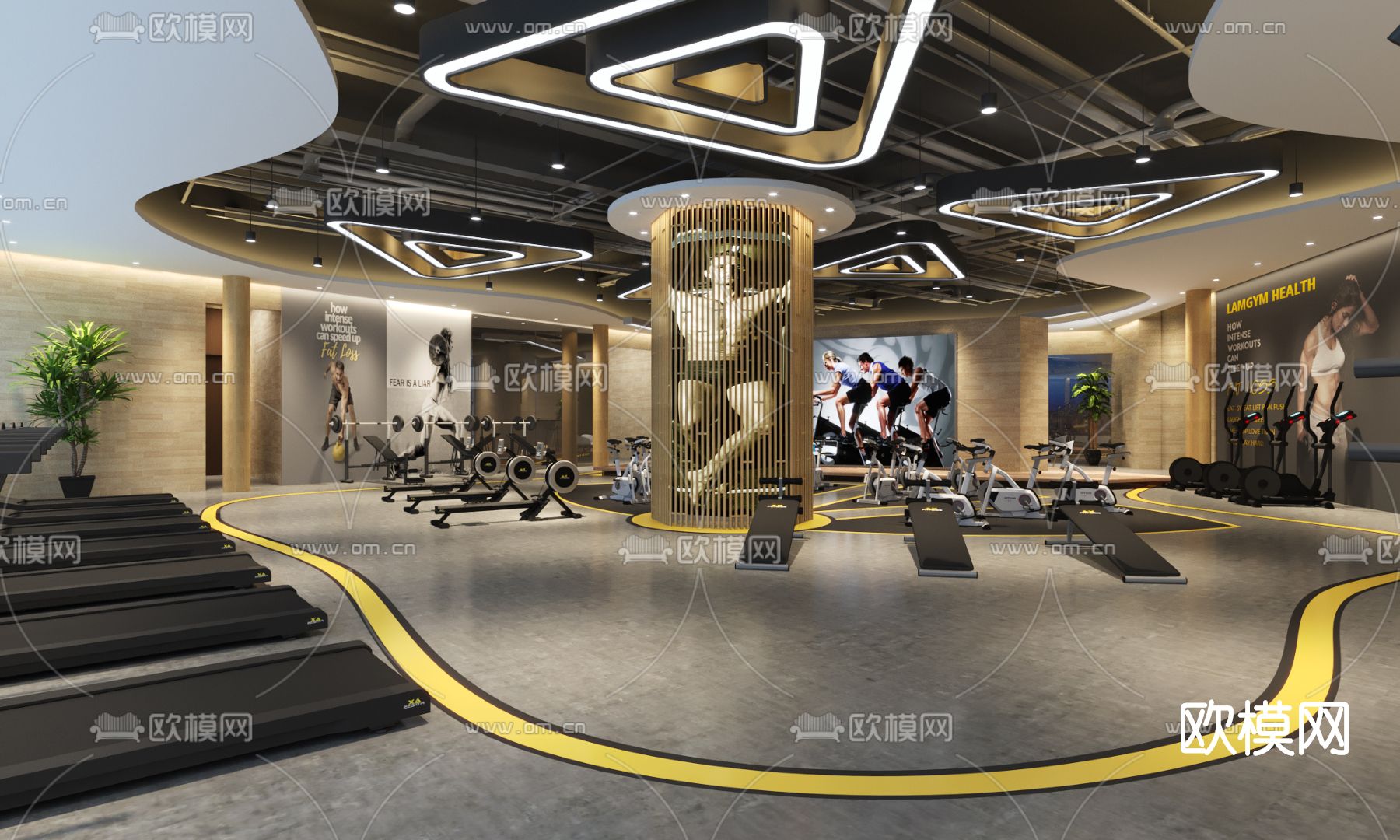 工业风健身房3d模型