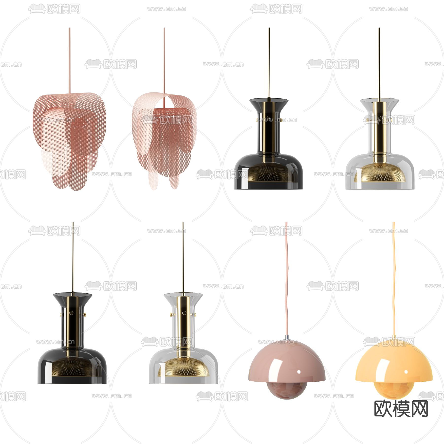 北欧玻璃小吊灯3d模型
