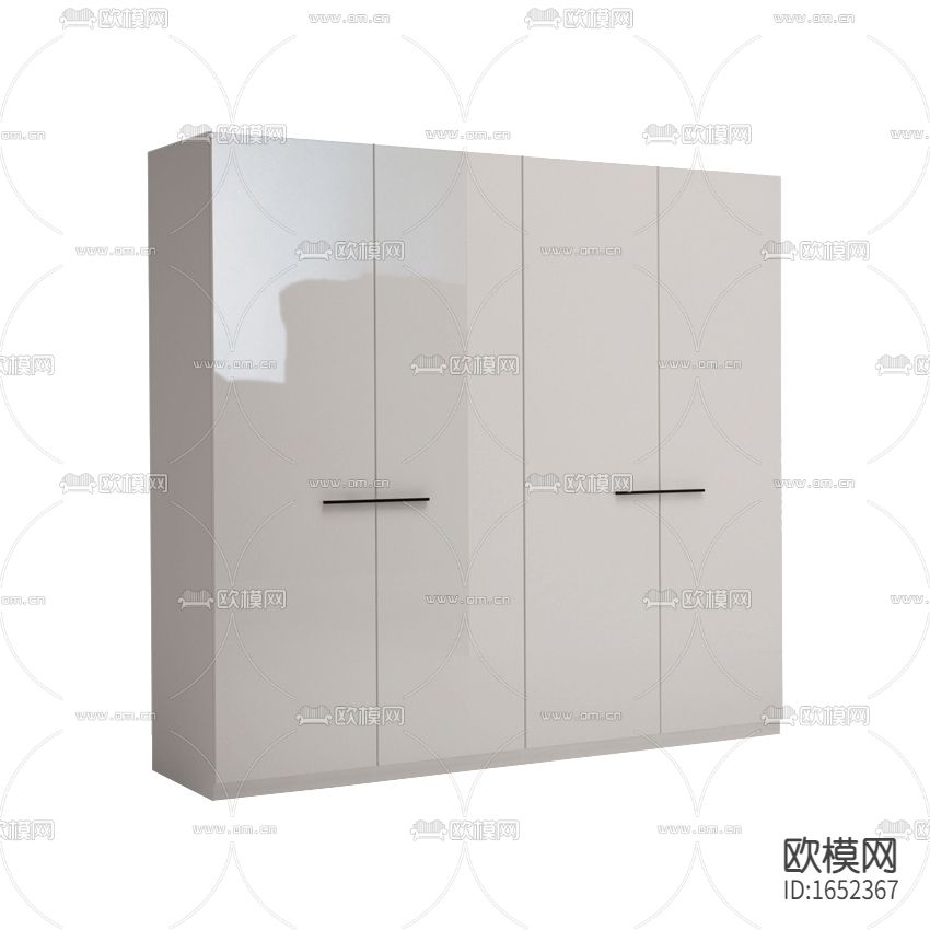现代极简白色烤漆实木衣柜