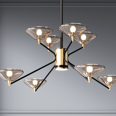 现代玻璃多头吊灯3d模型