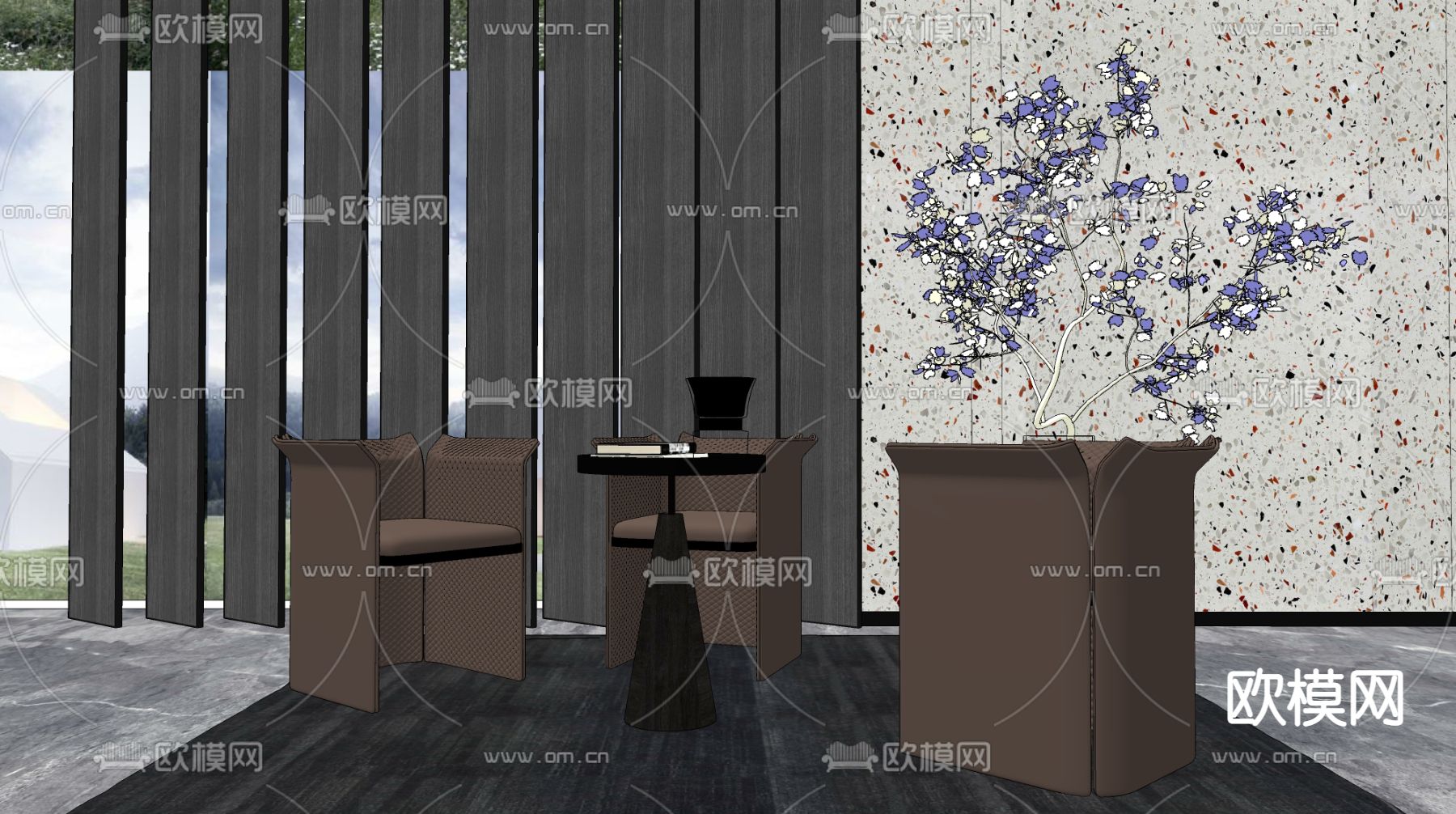 现代轻奢单人沙发su模型下载（渲染图2）