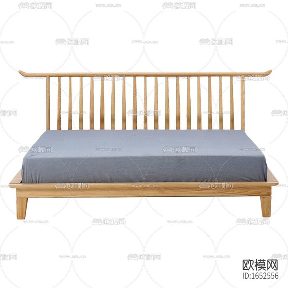 新中式簡(jiǎn)約禪意實(shí)木布藝雙人床下載