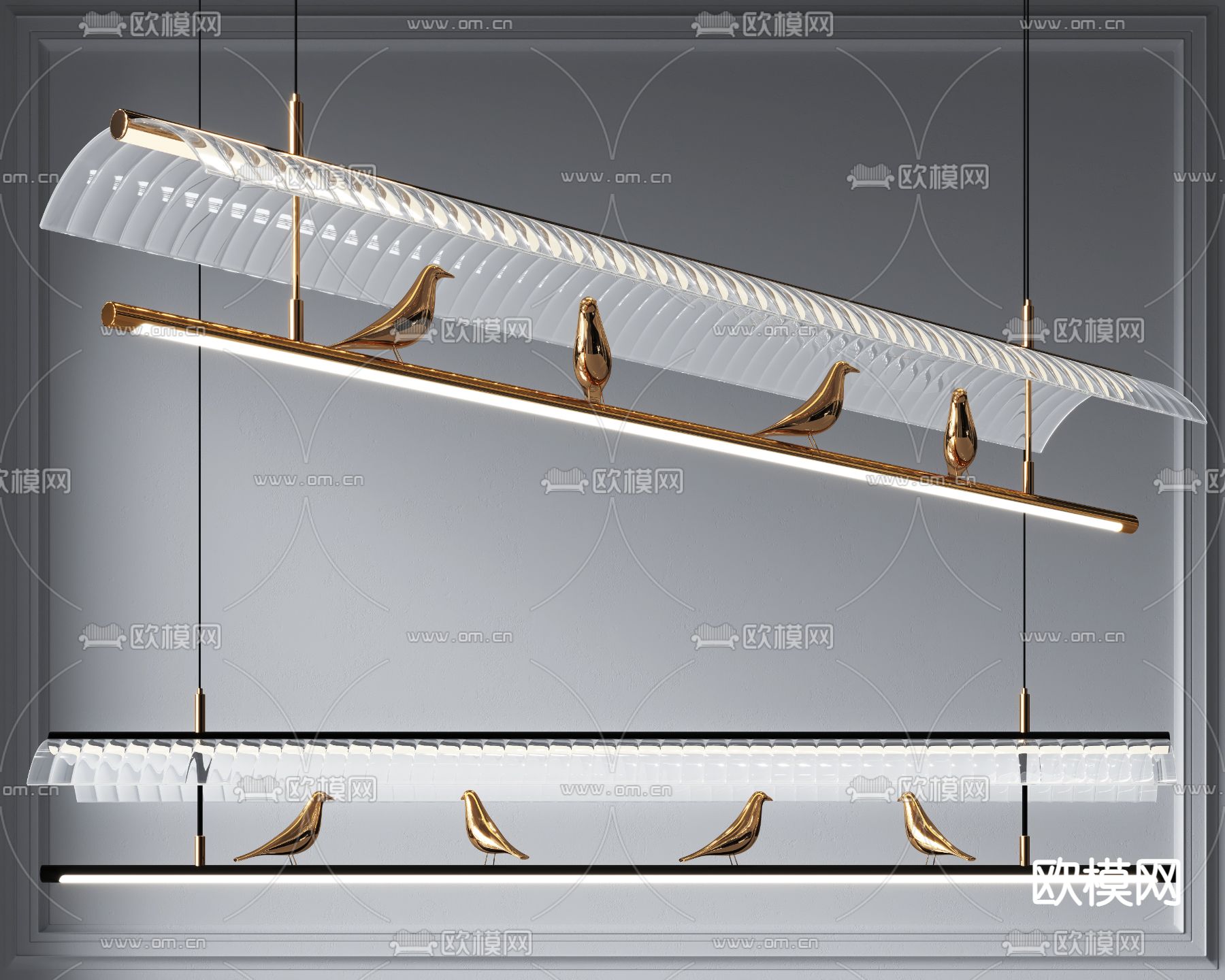 新中式金属吊灯3d模型