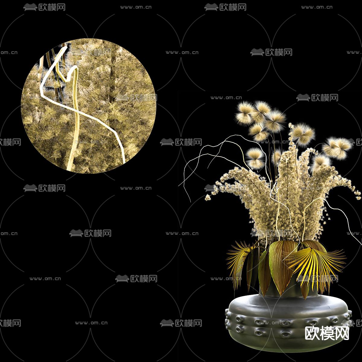 现代干花花瓶3d模型下载