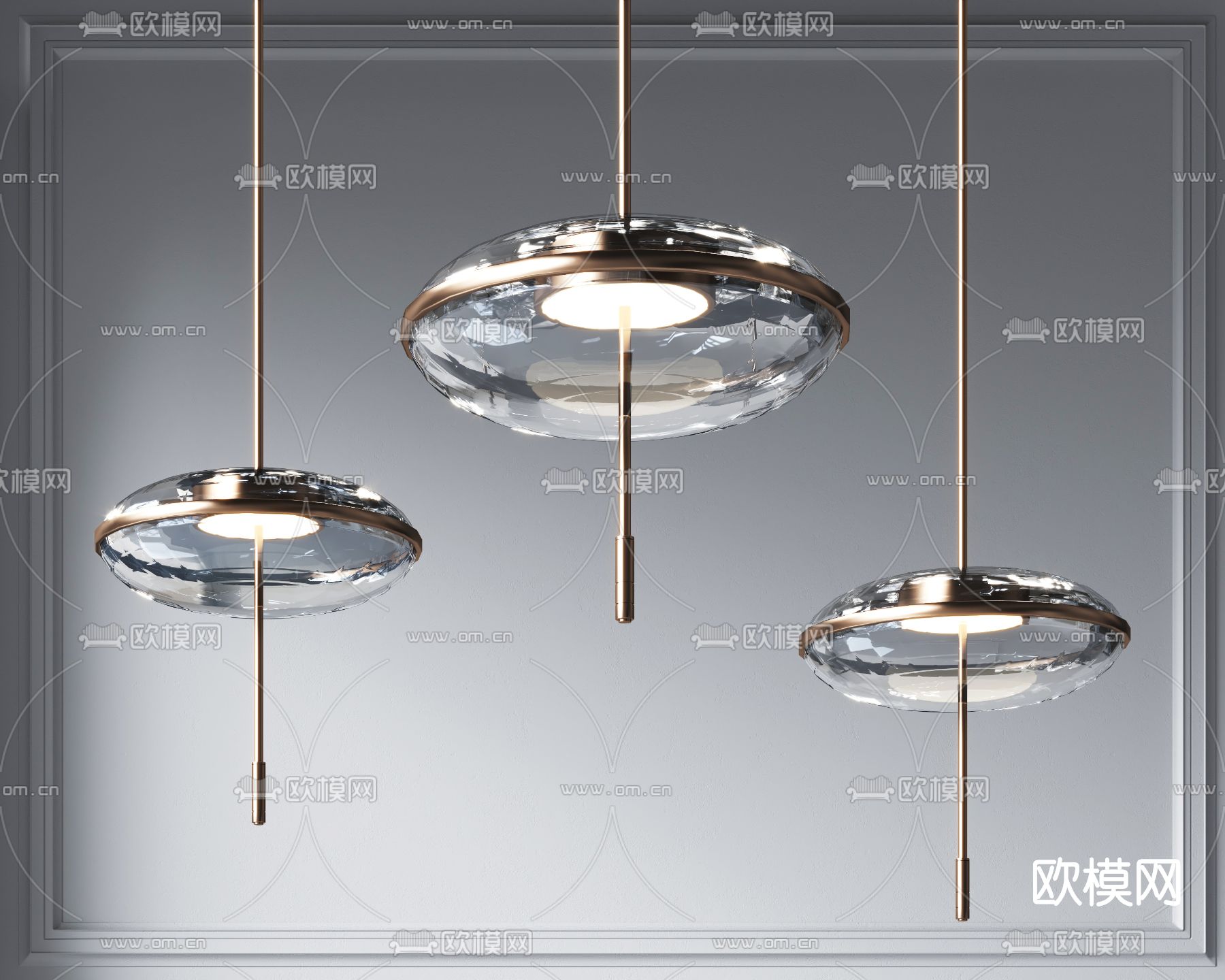 现代轻奢玻璃小吊灯3d模型下载