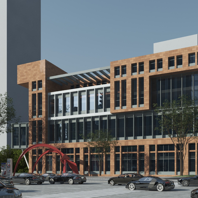 工业风多层办公楼外观3d模型