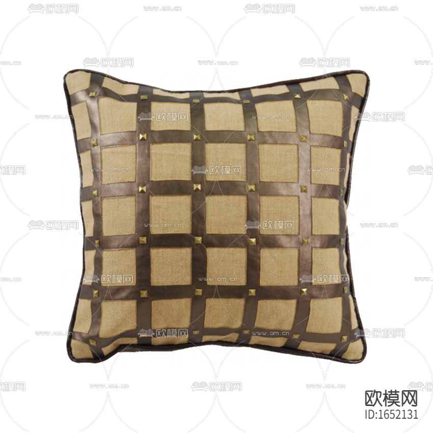 美式轻奢几何条纹铆钉布艺抱枕