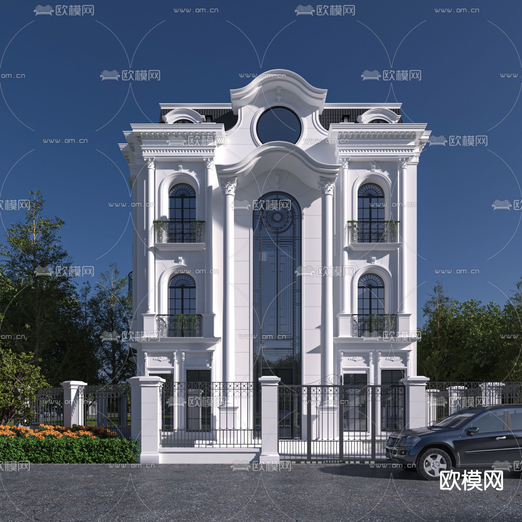 简欧独栋别墅外观3d模型