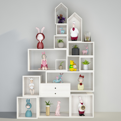  现代儿童玩具收纳柜su模型 