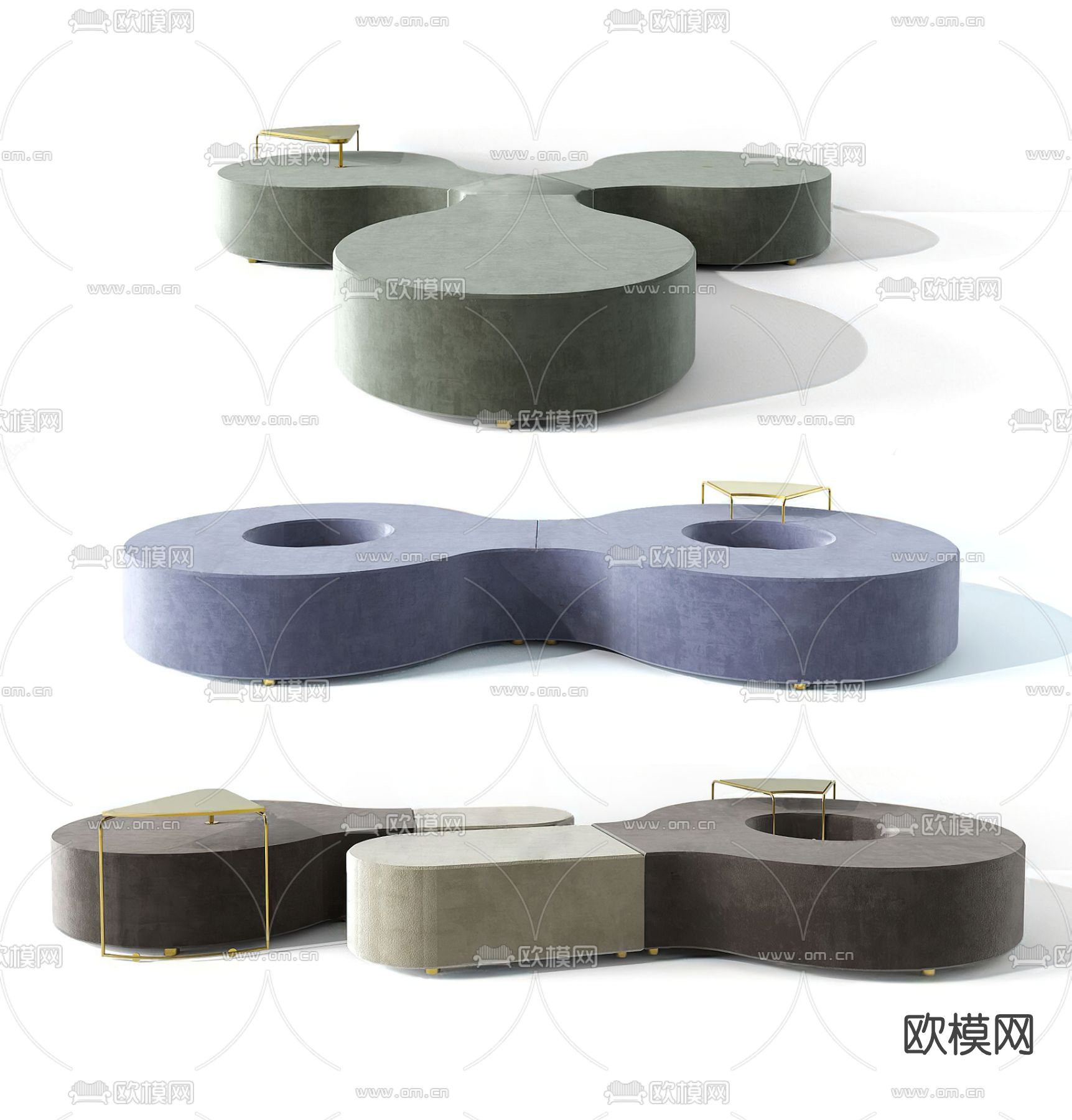 现代商场布艺公共椅3d模型