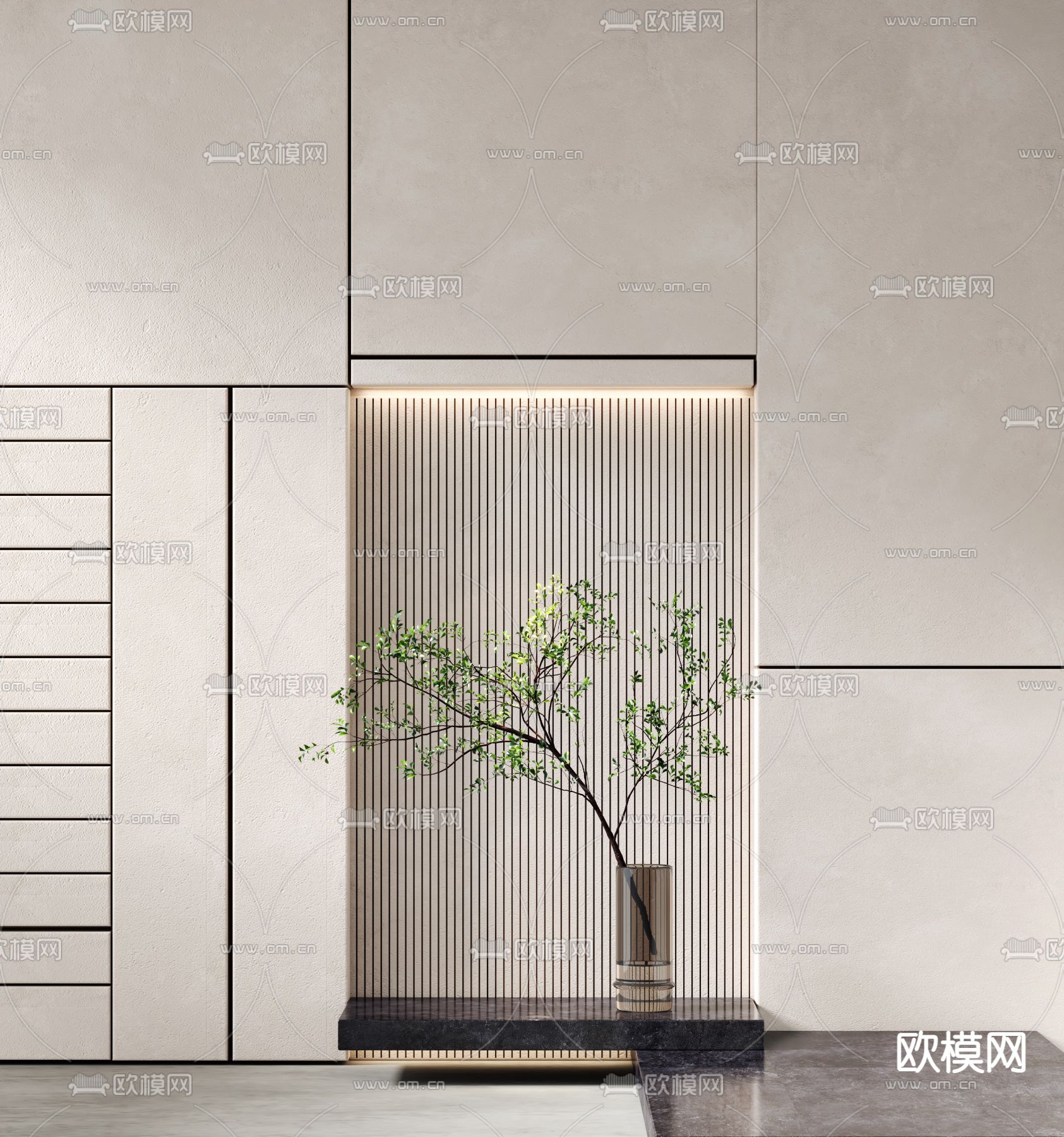 现代绿植插花花瓶3d模型下载