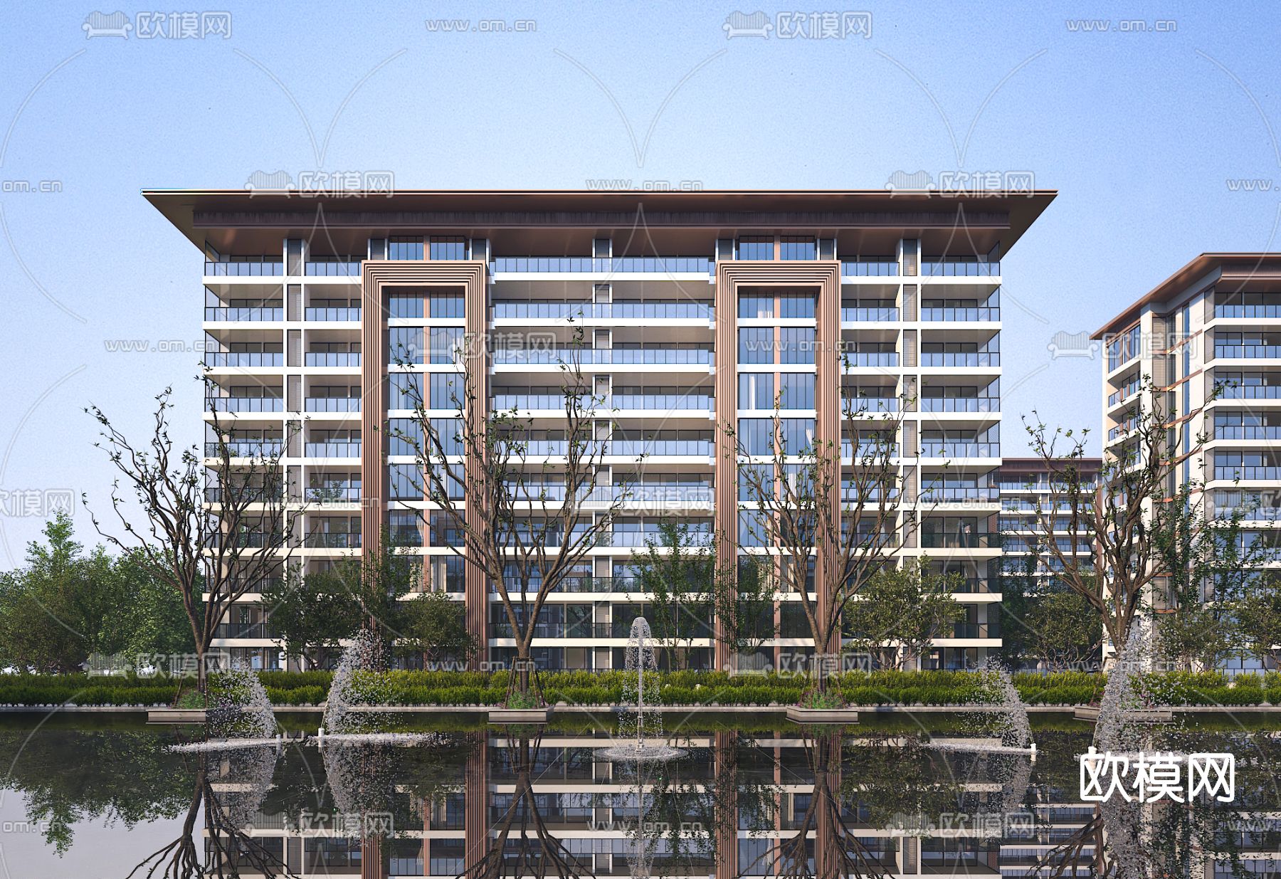 现代住宅楼建筑外观3d模型