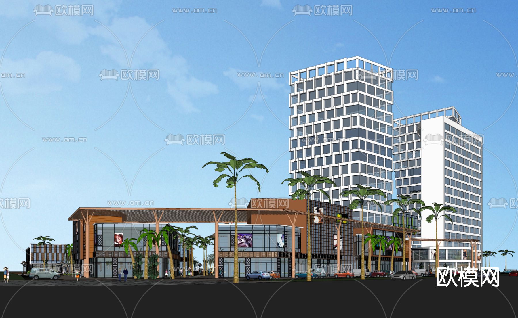 现代商业中心鸟瞰su模型下载（渲染图3）