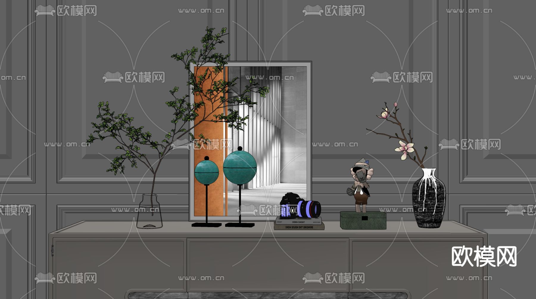 现代轻奢饰品摆件su模型下载（渲染图2）