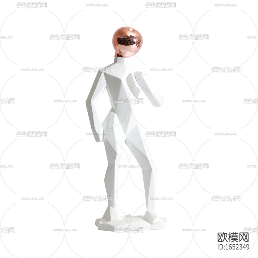 北欧轻奢几何抽象人像金属摆件