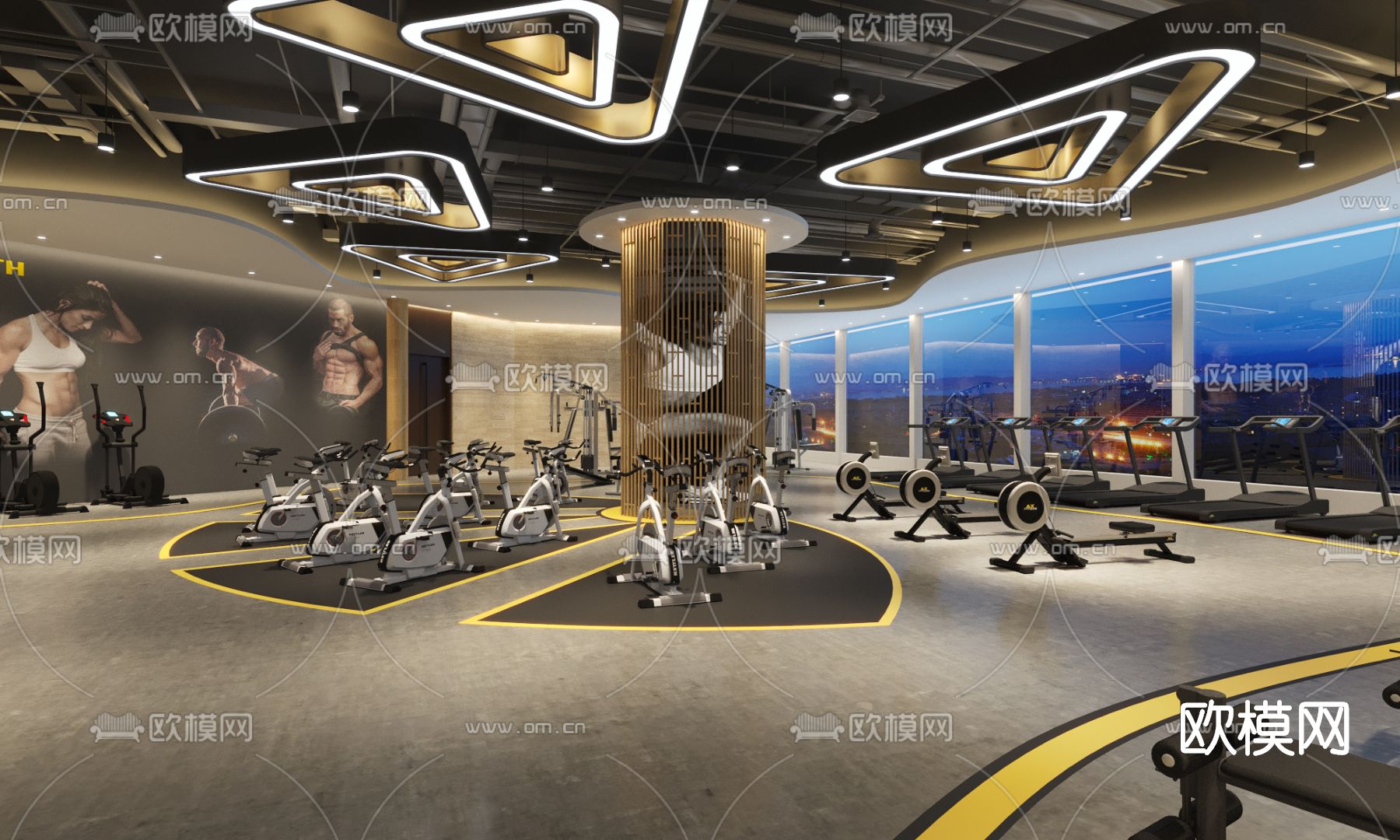 工业风健身房3d模型