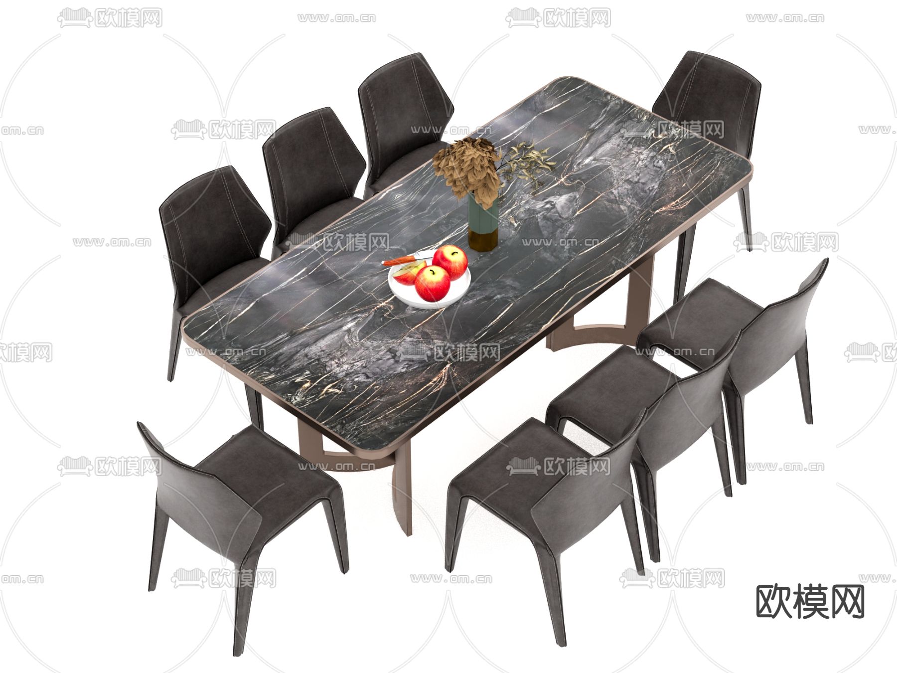 现代轻奢餐桌椅su模型下载（渲染图1）
