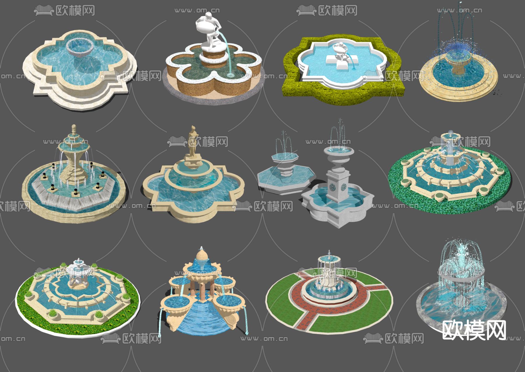 欧式景观小品su模型下载