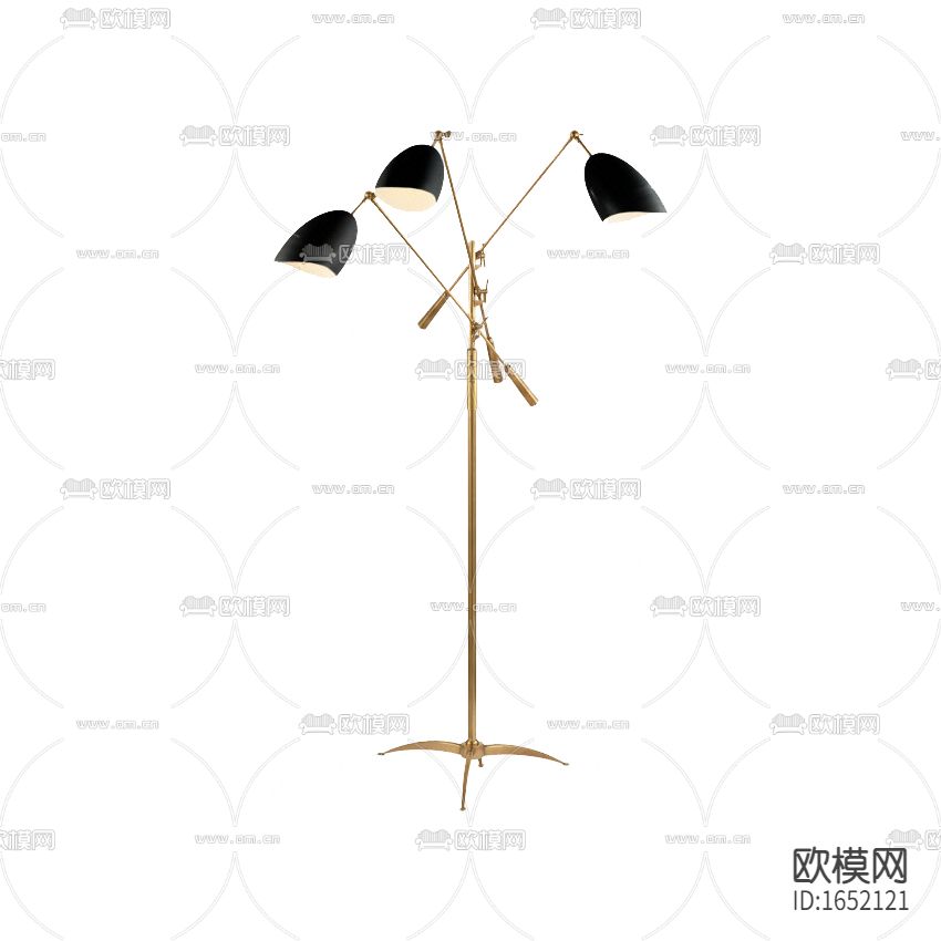现代轻奢黄铜三头落地灯
