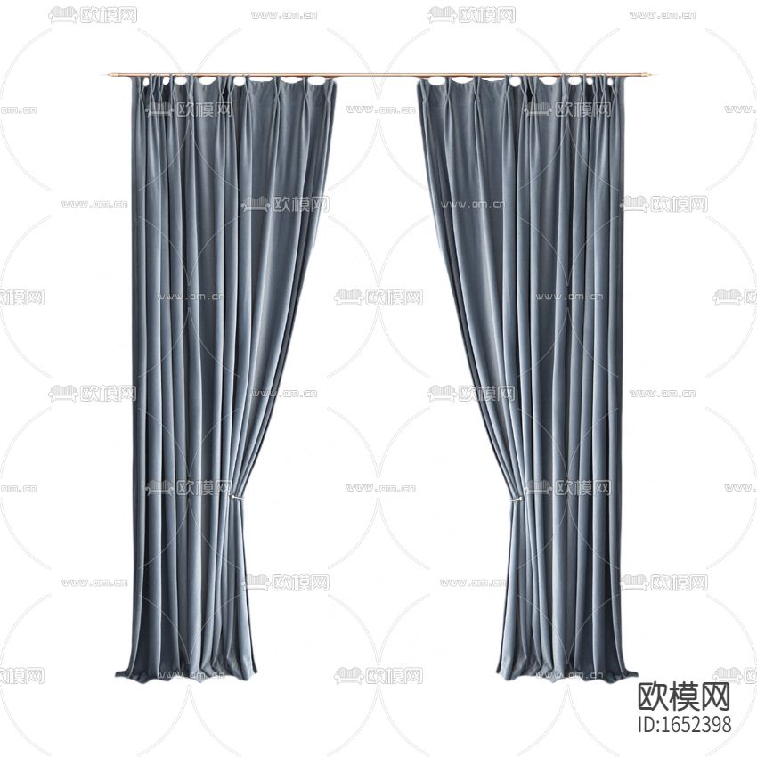 北欧简约灰蓝色布艺遮光窗帘下载