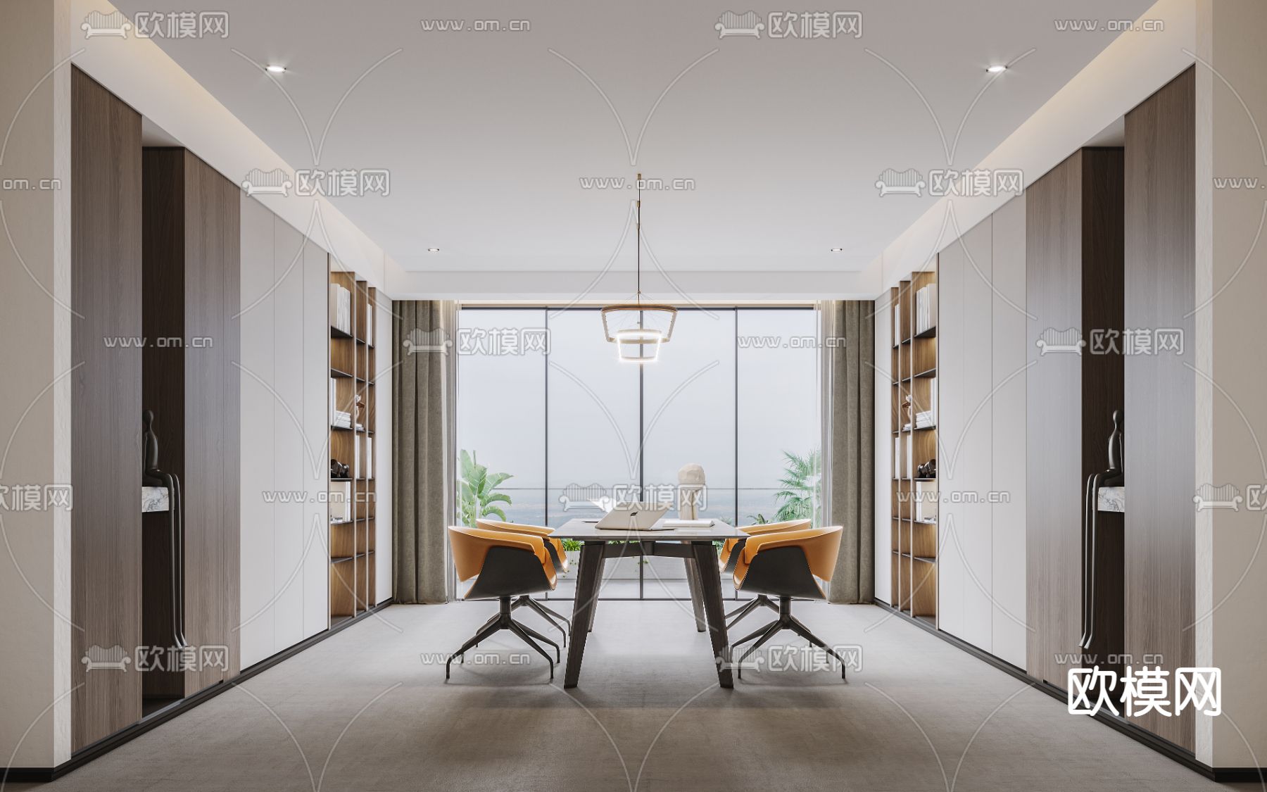 现代敞开式办公区3d模型