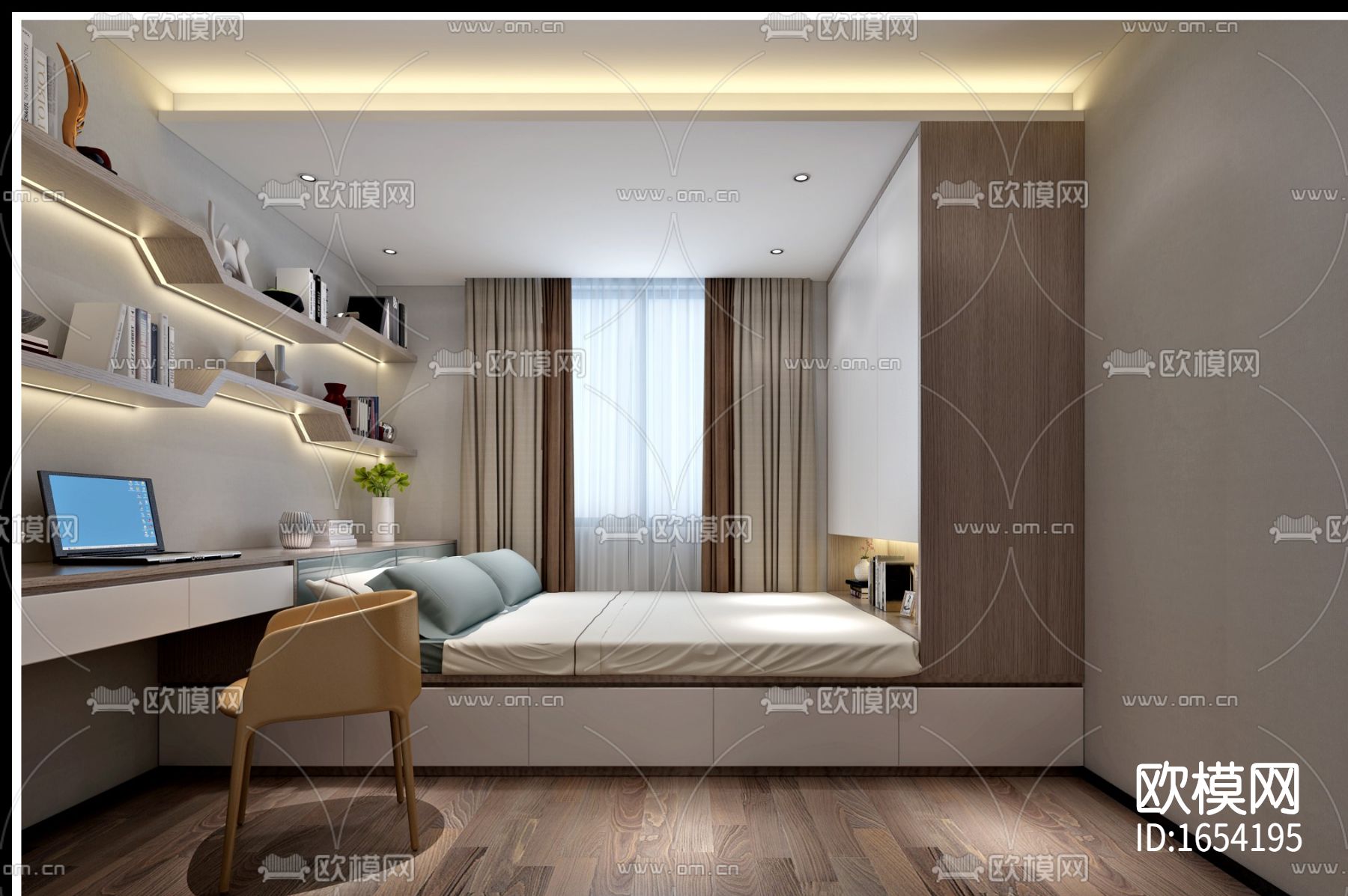 现代别墅cad施工图效果图下载（渲染图8）