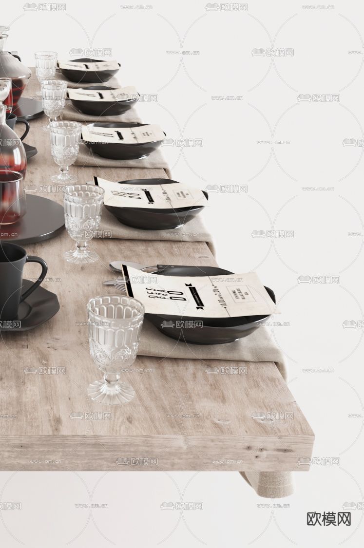 现代刀叉餐具摆件3d模型下载（渲染图3）