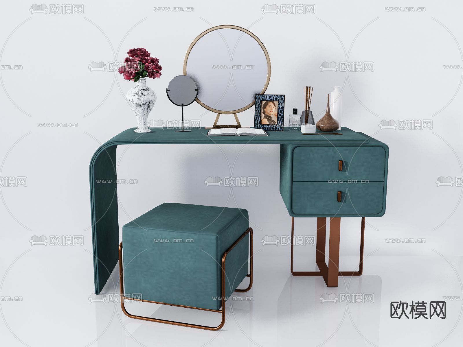 现代时尚梳妆台su模型下载（渲染图1）