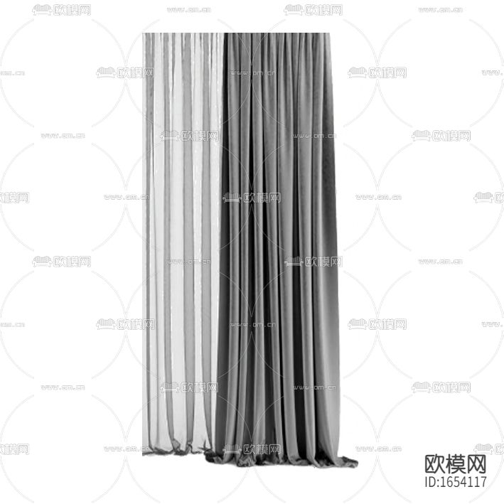 现代简约灰色布艺遮光窗帘下载