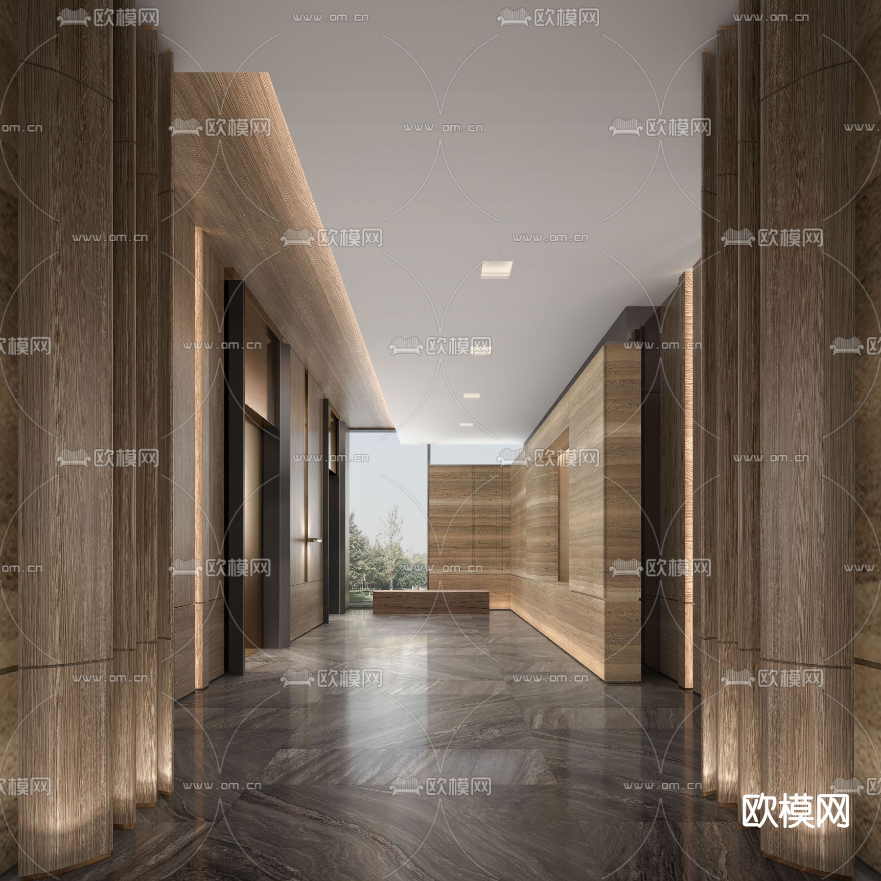 现代酒店大堂前台3d模型