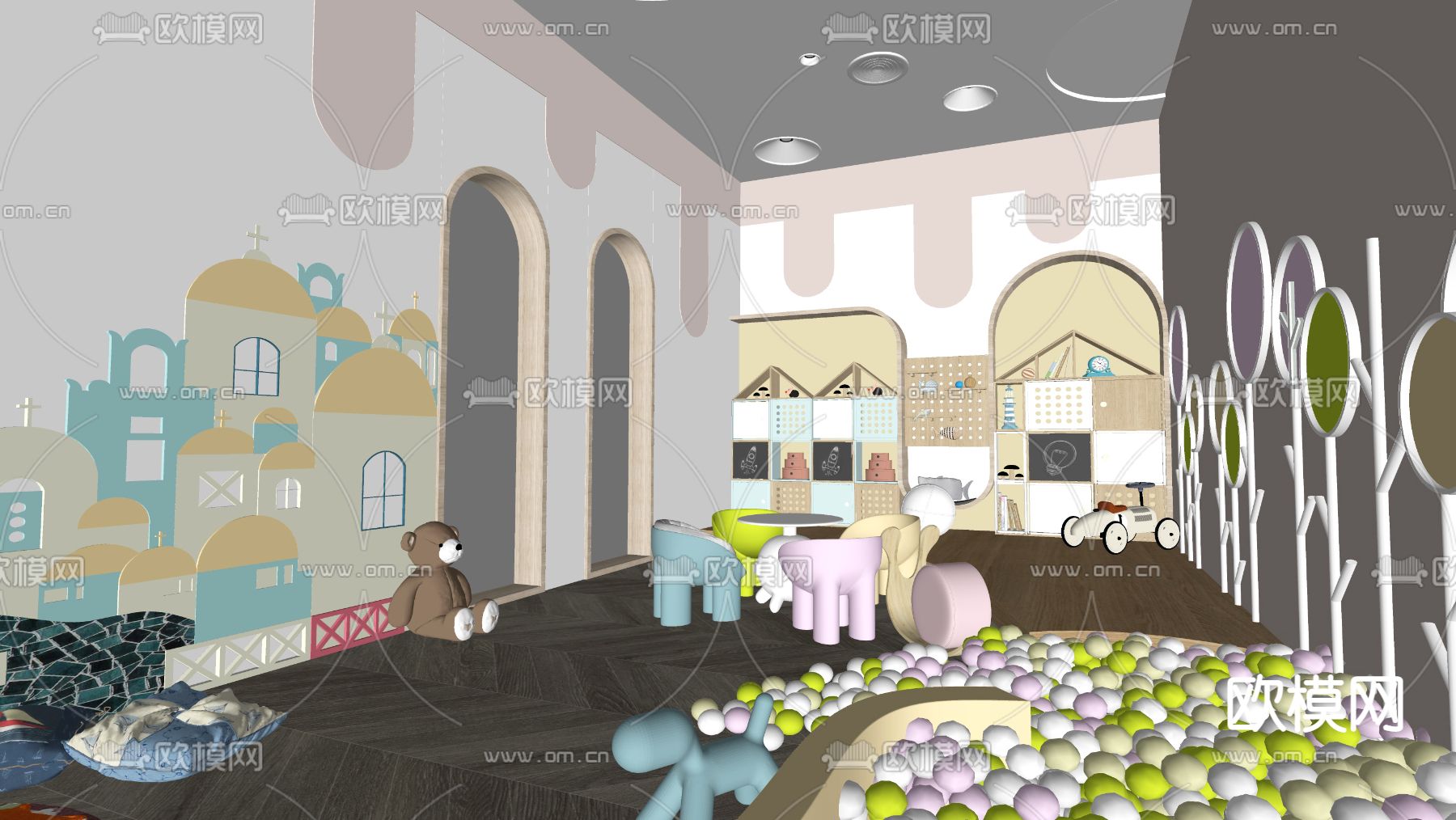现代幼儿园娱乐室su模型下载（渲染图4）