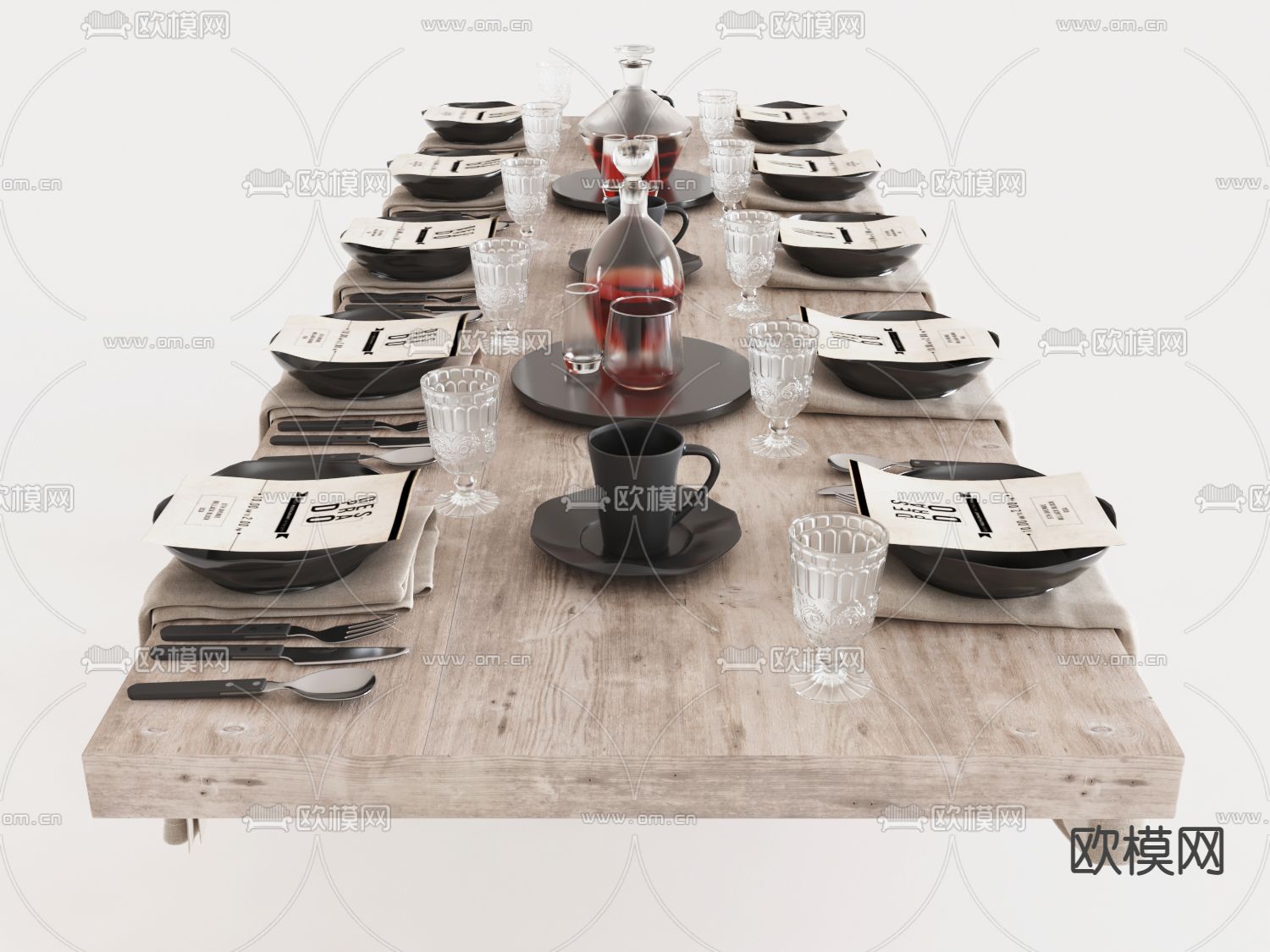 现代刀叉餐具摆件3d模型下载（渲染图1）