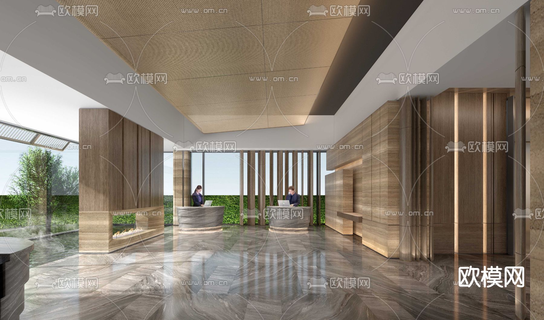 现代酒店大堂前台3d模型
