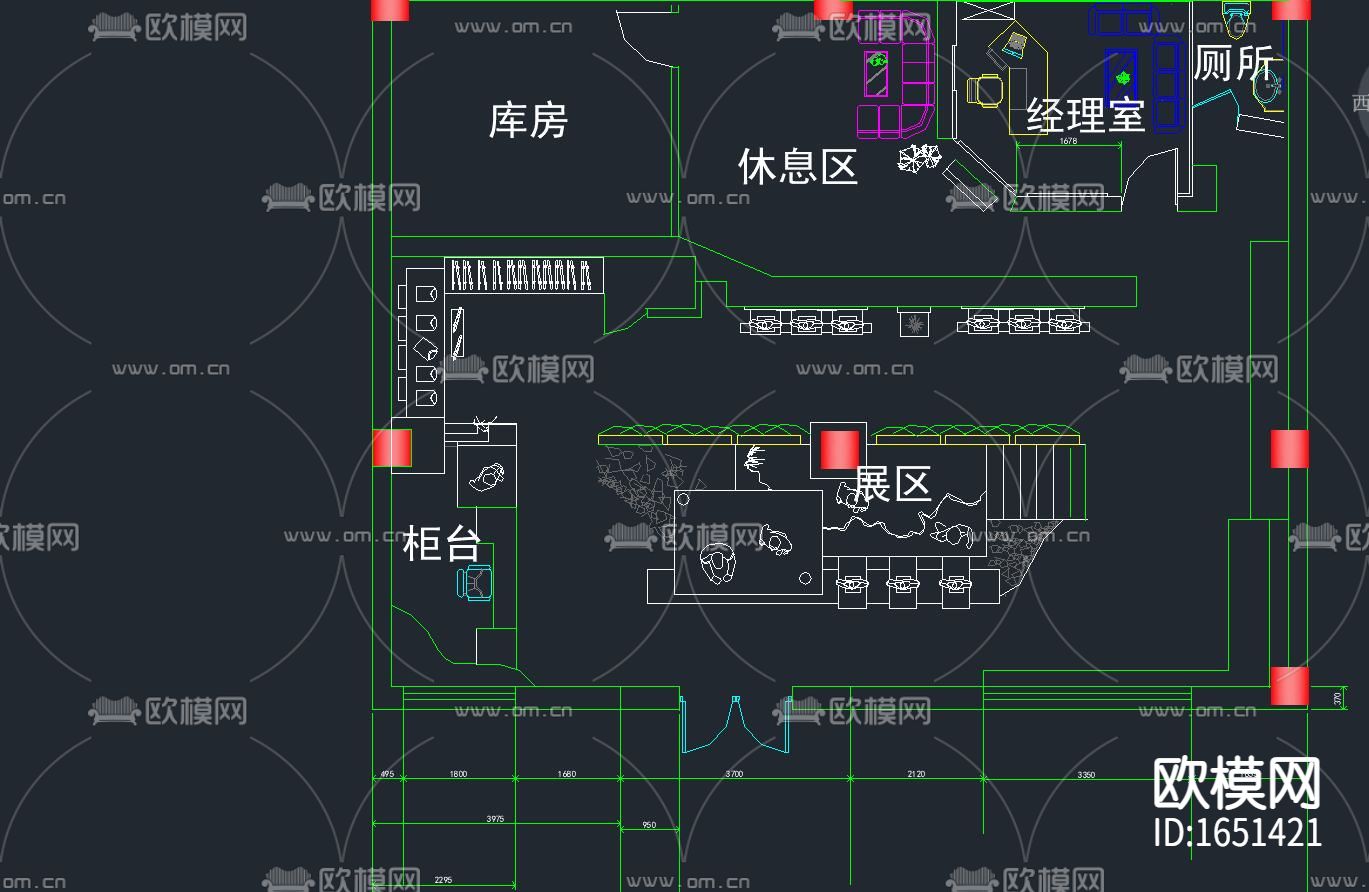 服装店CAD下载（渲染图1）