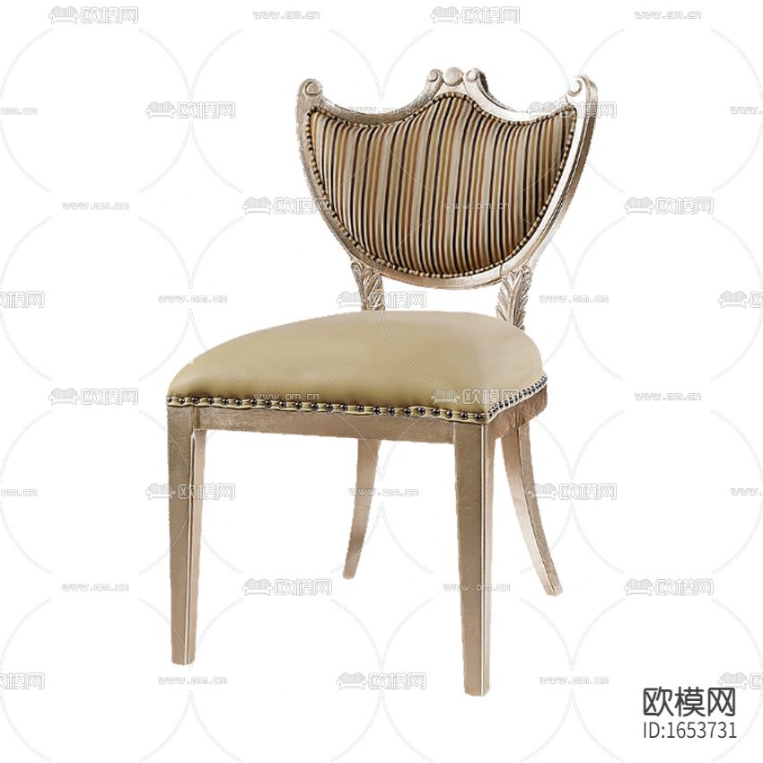 简欧皮革实木描金休闲椅下载