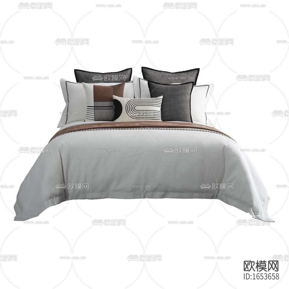 现代轻奢灰白色布艺床品下载