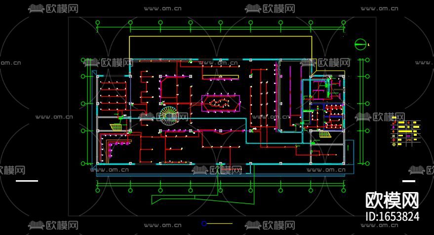办公室电气平面图下载（渲染图1）