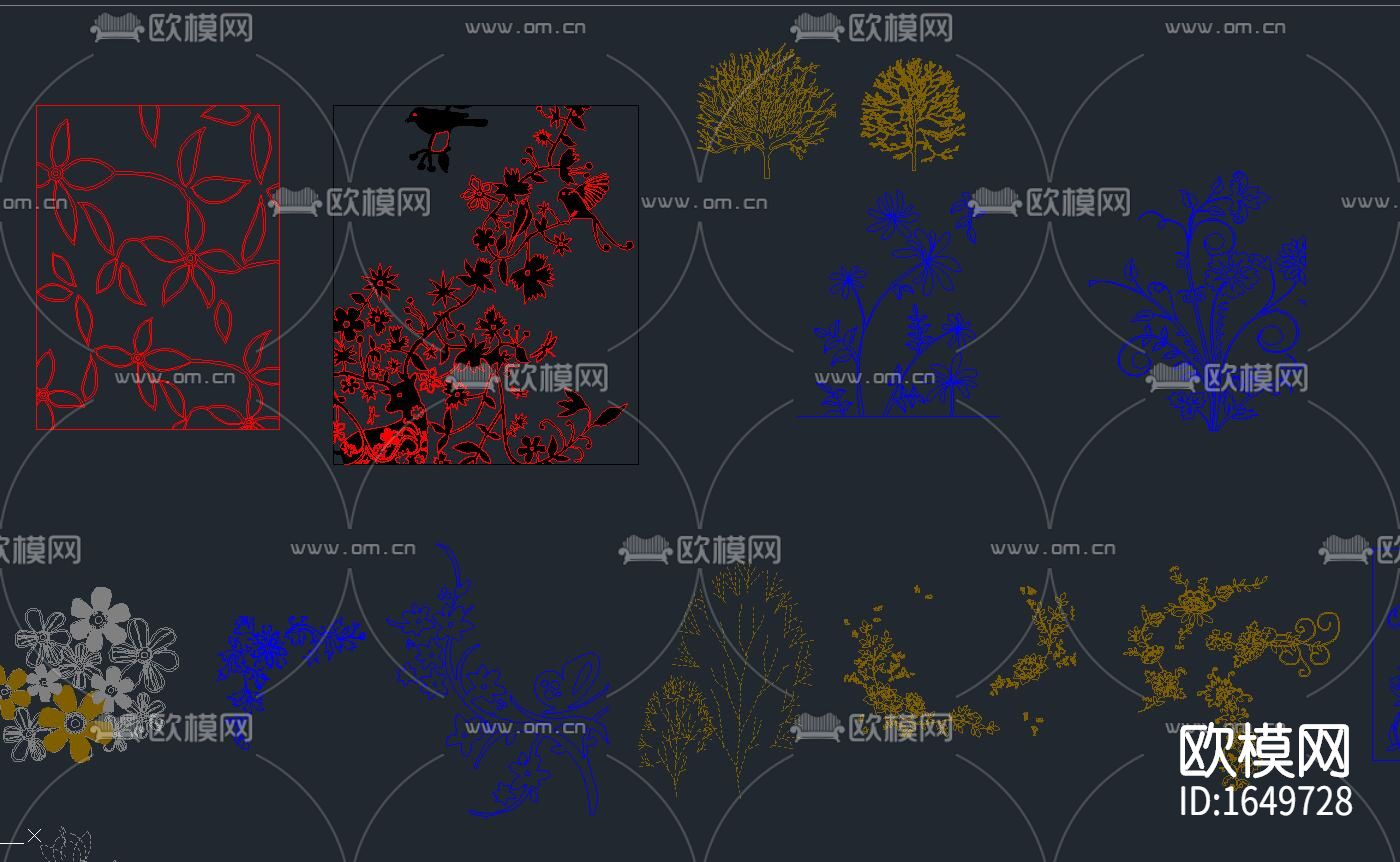 图案雕花cad图库下载（渲染图3）