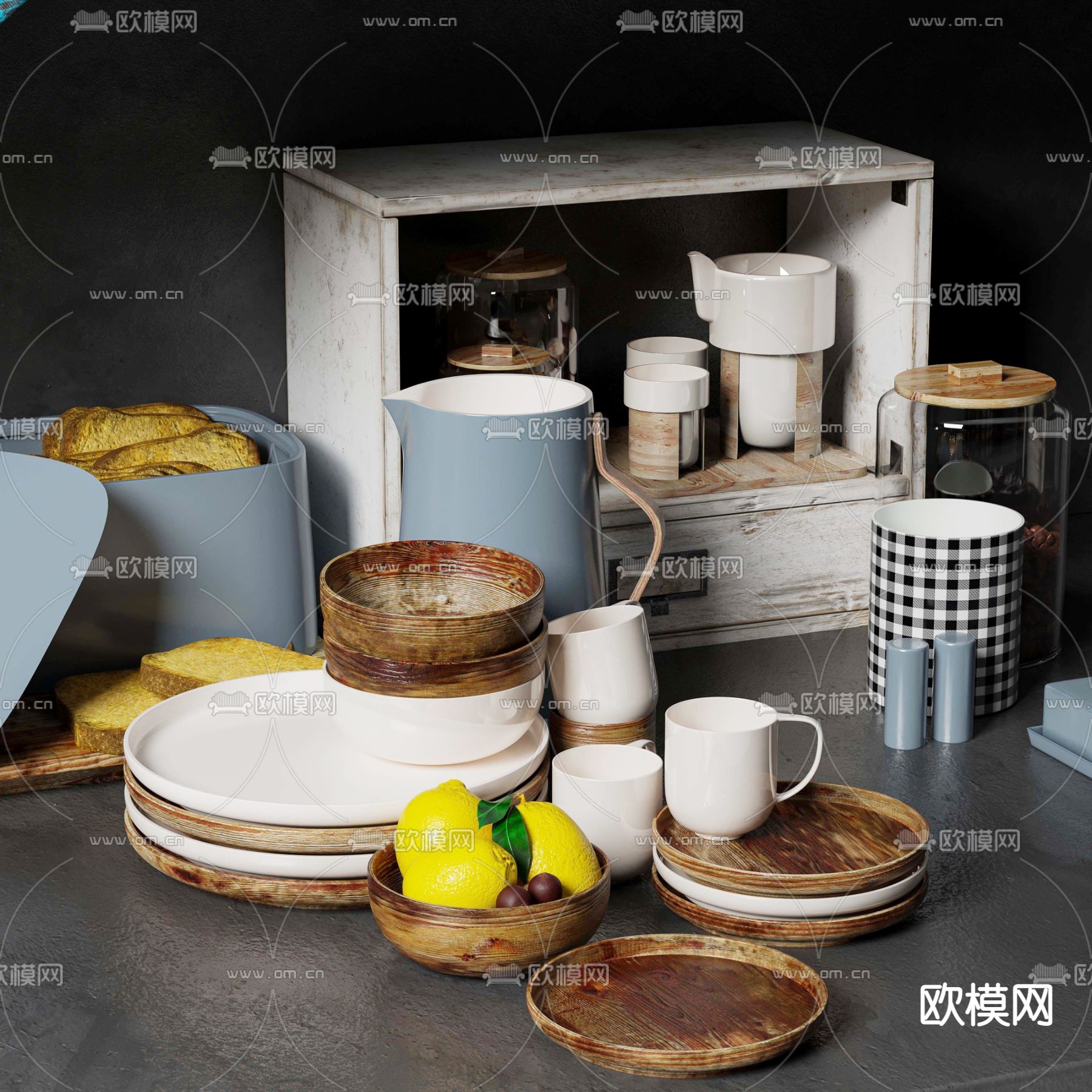 现代厨房器具3d模型