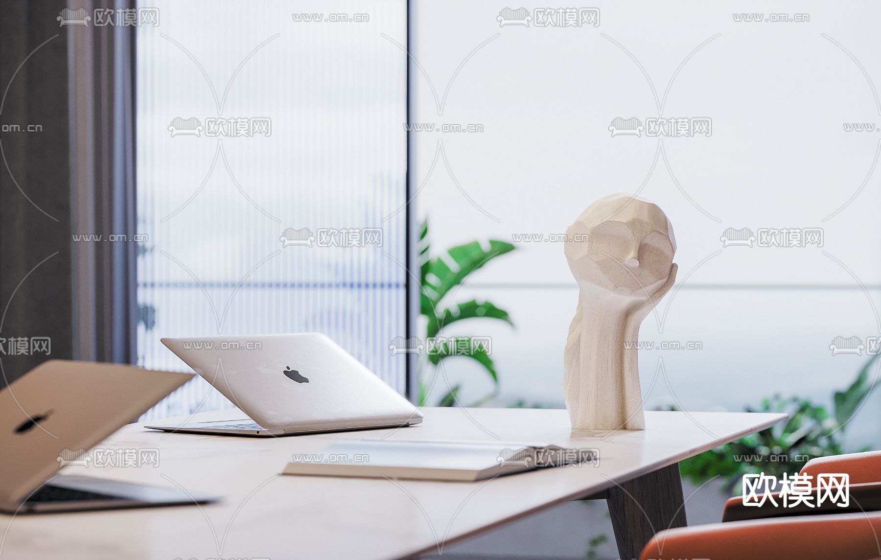现代敞开式办公区3d模型