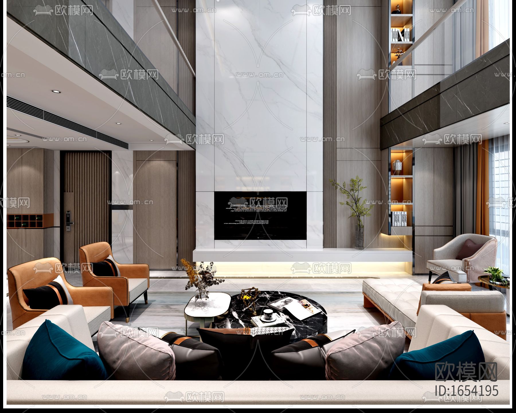 现代别墅cad施工图效果图下载（渲染图2）