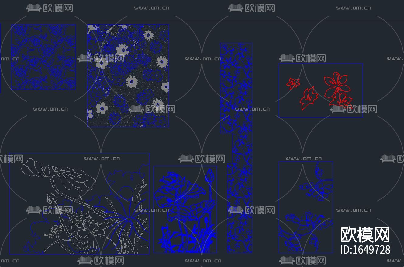 图案雕花cad图库下载（渲染图1）