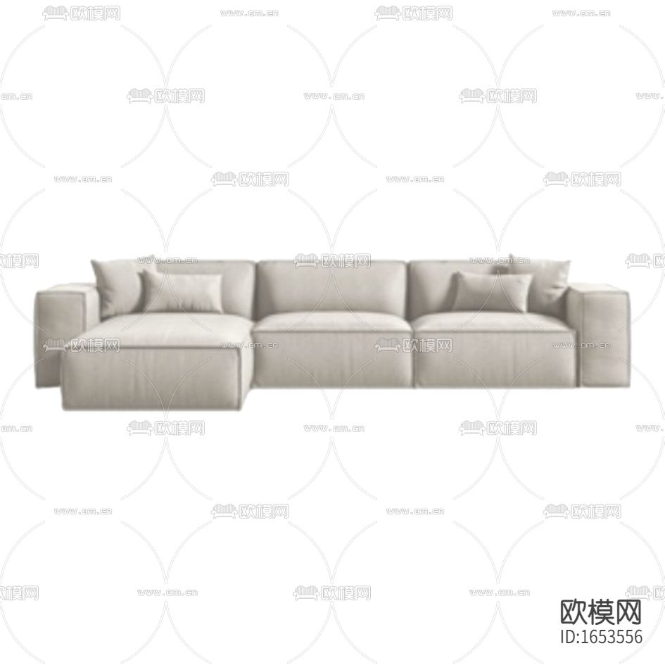 现代简约白色布艺三人沙发