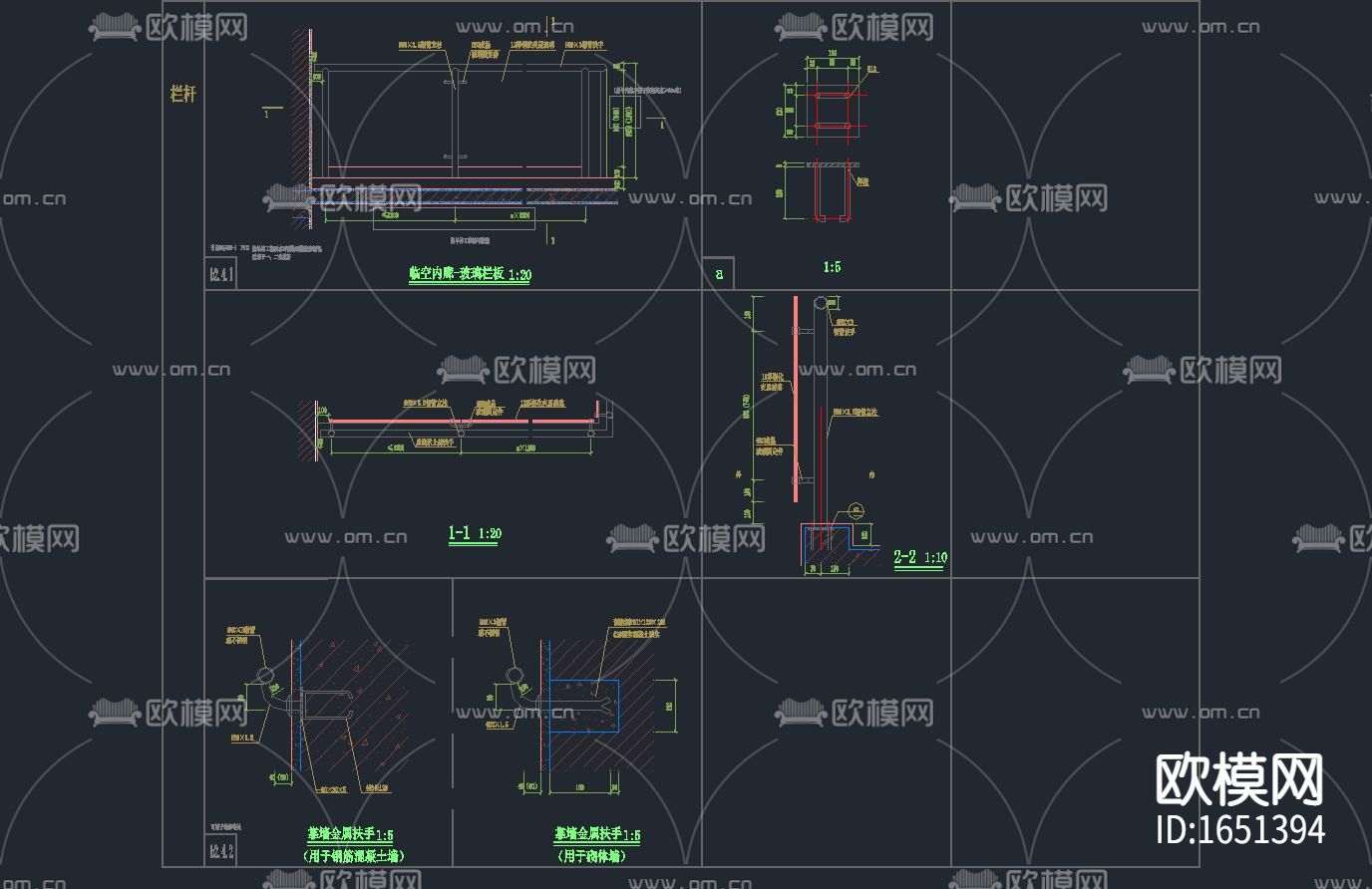 栏杆通用节点详图CAD